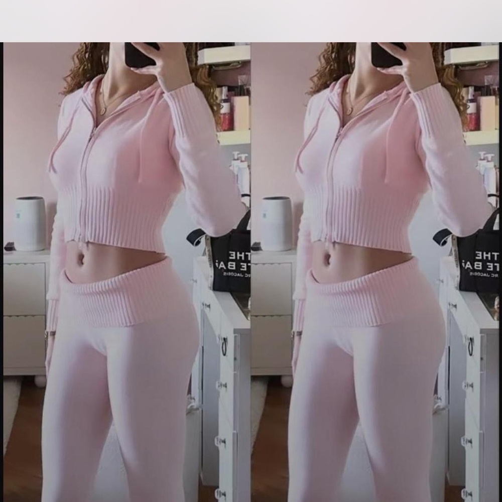 Pink Edikted Ribbed Hoodie top